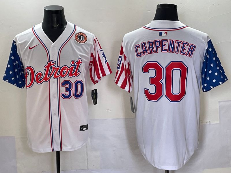 Men Detroit Tigers 30 Carpenter White National Flags 2025 Nike MLB Jersey style 2